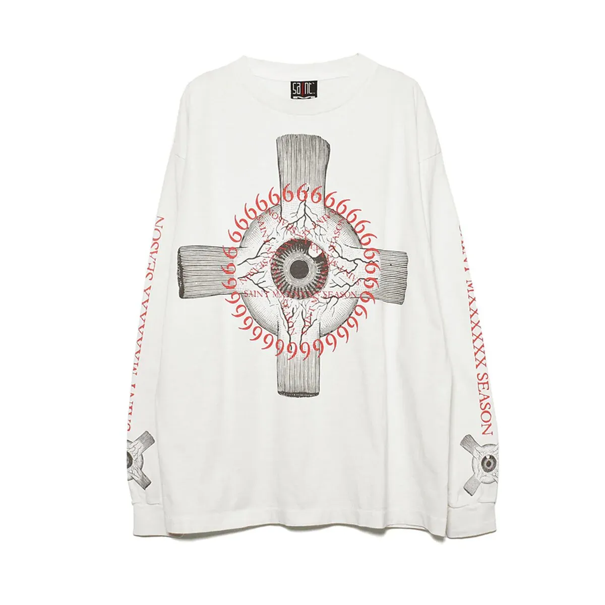 #SA63 SAINT pure cotton long-sleeved T P156 Color: White Size: S-XL